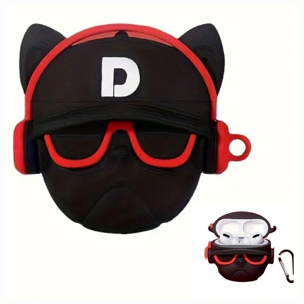 AirPods 1/2 3D Silicone Case Bulldog Red Sunglasses Headphone NEW Earphone Cover